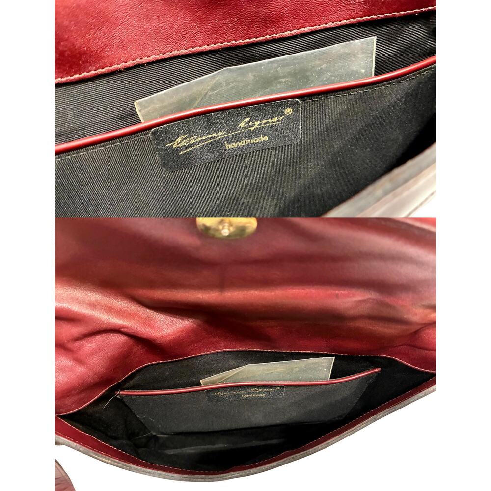 Vintage Etienne Aigner Cordovan Leather Envelope Clutch Shoulder Bag Handmade - Picture 10 of 14